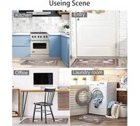 Everyiod Non-Slip Kitchen Mats 2 Pieces, Kitchen Floor Washable Oil-Proof Rug Sets, Anti-Fatigue Bohemia Print Door Mat Set,Hallway Runner Set (40 X 60+40 X 120 Cm),Blue,40 * 60+40 * 120Cm