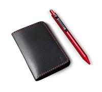 Everyman Holden Card Wallet, Limited Edition Full Grain Leather Slim Wallet for Men, Black/Crimson, Rfid Protected