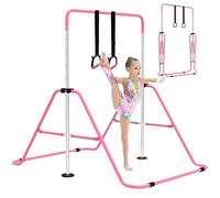 EVERYMILE Gymnastics Bars, Adjustable Height Folding Horizontal Bar with Gymnastic Rings for Kid,Junior Training Kip Bar Gymnastics Equipment for Home