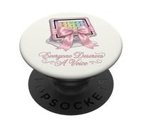 Everyone Deserves A Voice AAC Tablet Pink Bow Speech Therapy PopSockets Adhesive PopGrip