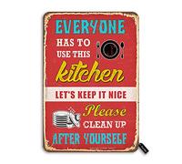 Everyone Has To Use This Kitchen Please Clean Up After Yourself Retro Look 8X12 Inch Tin Decoration Painting Sign for Home Kitchen Farmhouse Cafe Bar Pub Man Cave Funny Wall Decor