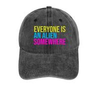 Everyone is an Alien Somewhere Text Design Whimsical and Thought - provoking, Presenting a Playful Washed Baseball Cap