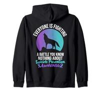Everyone Is Fighting A Battle Suicide Awareness Wolf Zip Hoodie