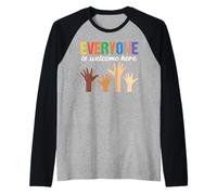 Everyone is Welcome Here Idaho Teacher Raglan Baseball Tee