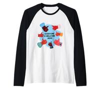 Everyone is Welcome Here Inclusivity Message Raglan Baseball Tee