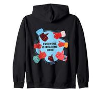 Everyone Is Welcome Here Inclusivity Message Zip Hoodie