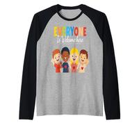 Everyone is Welcome Here - Positive Design for Diversity Raglan Baseball Tee