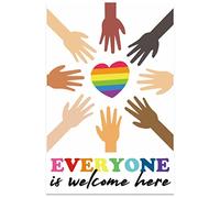 Everyone is Welcome Here Poster Laminated 12"X18" Diversity Posters For Classroom Inspirational Multicultural Motivational Decor Art Doors Of School Counselor Office High Middle School ESL Teacher