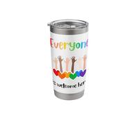 Everyone is Welcome here Rainbow Heart Inclusion LGBTQ Stainless Steel Insulated Tumbler
