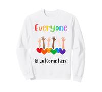 Everyone is welcome here rainbow heart inclusion LGBTQ Sweatshirt