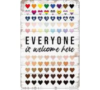 Everyone Is Welcome Here Vintage Tin Signs: Funny Metal Art Poster Gift For Home, Cafe, Bar Wall Decor, Room, Door Accessories, Living Room, Bedroom, 8x12 Inch.