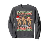 Everyone Loves A Ginger Xmas Dabbing Santa Elf Gingerbread Sweatshirt, Adult Unisex, Dark Heather Grey, Medium