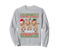 Everyone Loves A Ginger Xmas Dabbing Santa Elf Gingerbread Sweatshirt, Adult Unisex, Heather Grey, Small