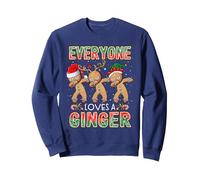 Everyone Loves A Ginger Xmas Dabbing Santa Elf Gingerbread Sweatshirt, Adult Unisex, Navy Blue, Medium