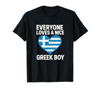 Everyone Loves A Nice Greek BOY - Greek Flag Heart T-Shirt