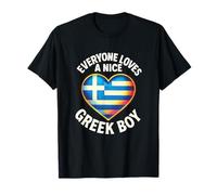 Everyone Loves A Nice Greek Boy - Greek Flag Heart T-Shirt