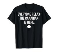 Everyone Relax The Canadian is Here Distressed Maple Leaf Value Graphic T-Shirt, Men, Black, S