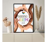 Everyone Welcome Here Diversity Art Classroom Decor Educational Wall Art Equality S Diversity Poster Inclusion Rainbow Pride Metal Tin Signs Plaque Iron Painting Wall Decor Art Retro Metal Tin Sign 8X12 Inches