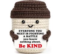 Everyone You Meet is Fighting A Battle You Know Nothing About Be Kind Inspirational Motivational Sign Desk Décor for Office Home Desk Shelf for Women Coworker Friends Handmade Crochet Coffee Mug Cup