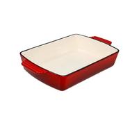 Everypan ECLAT Enamelled Cast Iron Rectangular Roasting Dish - Oven-Safe Heavy-Duty Roaster for Meat, Vegetables & Casseroles All Heat Sources Compatible (Red Dish 2L)