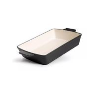 Everypan Eclat Enamelled Cast Iron Rectangular Roasting Dish - Oven-Safe Heavy-Duty Roaster for Meat, Vegetables & Casseroles All Heat Sources Compatible (Black Dish 2L)