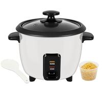 Everypan Essentials 400W Rice Cooker, 1L (5 Cups), Non-Stick Inner Pot, Glass Lid with Steam Vent, Cook and Warm Functions, Includes Measuring Cup, Spatula & Detachable Power Cord (1 Litre)