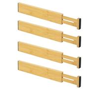 Everypan EveryHomeware Bamboo Drawer Dividers, Spring-Loaded Adjustable Organizers, Natural Wood, Set of 4, Non-Slip Pads, Kitchen and Office Storage