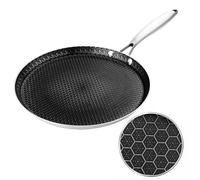 Everypan Professional Tri-Ply Stainless Steel Crepe Pan 26 cm, Nonstick Honeycomb Coating Pancake Pan, Non Stick Flat Skillet Tawa Dosa Tortilla Griddle Pan, Induction Compatible, PFOA Free