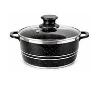 Everypan Speckled Granite-Effect Non-Stick Stock Pot, Induction Hob Deep Casserole Cookware with Tempered Glass Lid, Dishwasher Safe Cooking Pot (28cm, 6.1L)