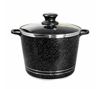 Everypan Speckled Granite Non-Stick Tall 5.4L Stockpot with Glass Lid - Deep Soup Pot, Large Cooking Pot, Induction Compatible Cookware for Soup, Stew & Boiling (Black)