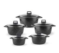 EVERYPAN Speckled Granite Pot Set - 5 Piece Non-Stick Cooking Pots with Glass Lids, Induction & All Hob Compatible, Durable Aluminium Cookware Set (Black)