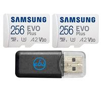 Everything But Stromboli Samsung Evo Plus 256GB MicroSD Memory Card (2 Pack) Works with GoPro Hero 9 Black (Hero9) 4K UHD, UHS-I, U1, Class 10, SDXC (MB-MC256KA) Bundle with (1) Micro Card Reader