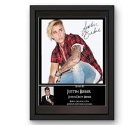 Everything But That Justin Bieber Version 2 Signed Autograph Print Poster Black Framed Mounted Wall Art (10x12) Actor Artwork for Home & Office Decor Gift