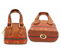 Everything Chic Designer Luxury Dog Poop Bag Holder for Leash Doggie Waste Bag Dispenser Puppy Potty Carrier Small Doggy Pouch Barkin Mini keychain (CognacEC)