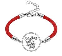 Everything Comes to Him Who Waits Quote Lucky Red String Bracelet Rope Bracelet Handmade