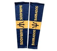 EVERYTHING CROPOVER Caribbean Flag Arm Sleeves for Carnival J'ouvert Basketball Men Women UV Protection Compression | 1 pair, Barbados Flag, Large