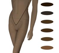 EVERYTHING CROPOVER High Side VCUT Carnival Stockings | V-Cut Carnival Fishnet Tights for Black Brown Women | Choose Color, Chocolate With Rhinestones, One size