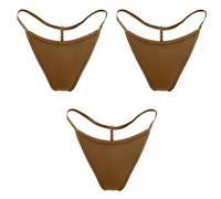 EVERYTHING CROPOVER Low Rise Skintone G String No-Show Thong Panty Underwear for Black and Brown Skin Women for Carnival, Toffee 3pk, One size