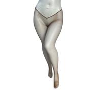 EVERYTHING CROPOVER Plus Size VCUT Skintone Gold Glitter Fishnet Stockings for Carnival for Black and Brown Skin Women | Salmon