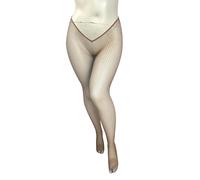 EVERYTHING CROPOVER Plus Size VCUT Skintone Gold Glitter Fishnet Stockings for Carnival for Black and Brown Skin Women | Caramelo