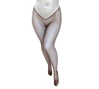 EVERYTHING CROPOVER Plus Size VCUT Skintone Gold Glitter Fishnet Stockings for Carnival for Black and Brown Skin Women | Chocolate