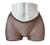 EVERYTHING CROPOVER V-Cut Rhinestone Glitter Fishnet Stockings | VCut Skintone Carnival Tights for Black and Brown Skin Women | Rhinestone Toffee One Size