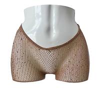 EVERYTHING CROPOVER V-Cut Rhinestone Glitter Fishnet Stockings | VCut Skintone Carnival Tights for Black and Brown Skin Women | Rhinestone Little Color One Size