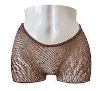 EVERYTHING CROPOVER V-Cut Rhinestone Glitter Fishnet Stockings | VCut Skintone Carnival Tights for Black and Brown Skin Women | Rhinestone Salmon One Size