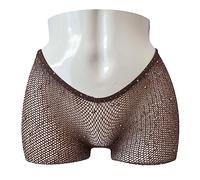 EVERYTHING CROPOVER V-Cut Rhinestone Glitter Fishnet Stockings | VCut Skintone Carnival Tights for Black and Brown Skin Women | Rhinestone Gentle Brown One Size