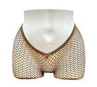 EVERYTHING CROPOVER V-Cut Skintone Glitter Fishnet Stockings | VCut Carnival Tights for Black and Brown Skin Women | One Size | Toffee