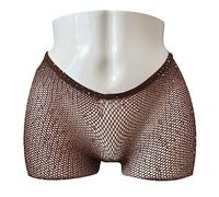 EVERYTHING CROPOVER V-Cut Skintone Gold Glitter Fishnet Stockings | VCUT Carnival Tights for Black and Brown Skin Women, Chocolate With Rhinestones, Onesize Plus