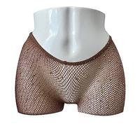 EVERYTHING CROPOVER V-Cut Skintone Gold Glitter Fishnet Stockings | VCUT Carnival Tights for Black and Brown Skin Women, Caramelo With Rhinestones, Onesize Plus