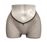 EVERYTHING CROPOVER V-Cut Skintone Gold Glitter Fishnet Stockings | VCut Carnival Tights for Black and Brown Skin Women, Gentle Brown (Medium Hole), Onesize Plus