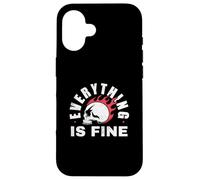 Everything Fine Skull Design Anxiety funny graphic Case for iPhone 16